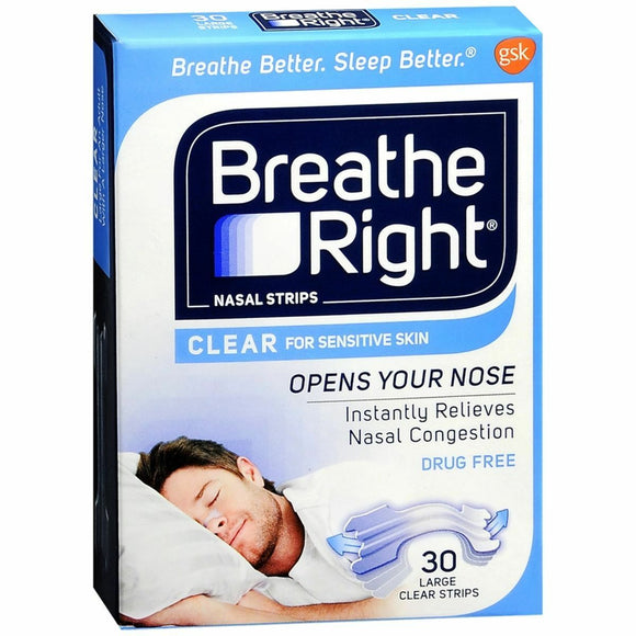 Breathe Right Breathe Right Nasal Strips Clear Sensitive Skin 30 Pack