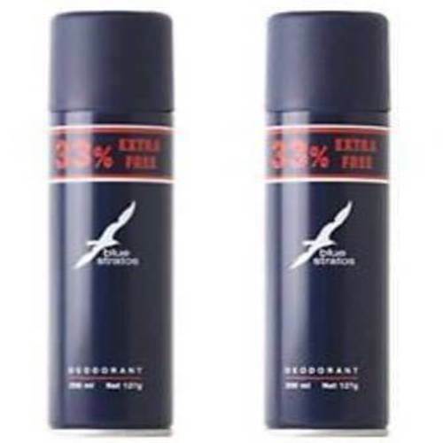 Blue Stratos Deodorant Spray 200 ml with Extra 33 Percent - Pack of 2