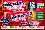 12x Mentos Pure Fresh Cherry Sugar Free Gum 2 Pack Rolls Full Retail Box