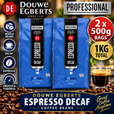 2x Douwe Egberts Espresso Dark Roast Decaf Classic Coffee Beans 500g 1kg SEE DATES