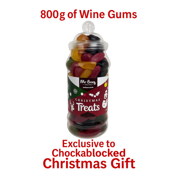 Christmas Treats Wine Gums Jar Festive Sweets Gift Idea Stocking Filler Novelty Candy 800g Jar