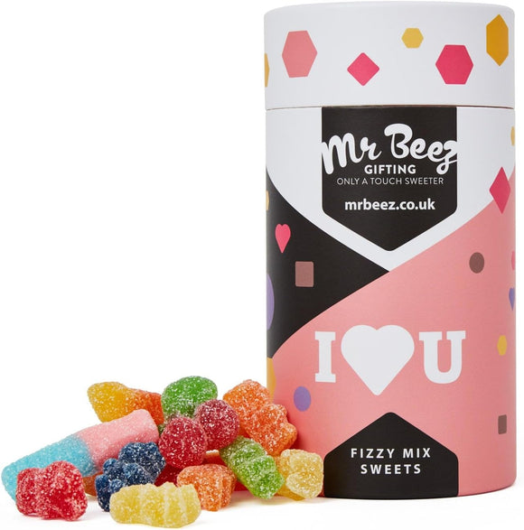 I Love You Fizzy Mix Sweets Premium Gifts 500g Tubes Vegan & Vegetarian-Friendly