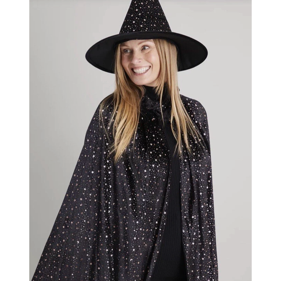 Halloween Witch Cape & Hat Fancy Dress Costume. One size