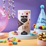 18th Birthday Fizzy Mix Sweets Premium Birthday Gifts 500g Tubes Vegan & Vegetarian-Friendly