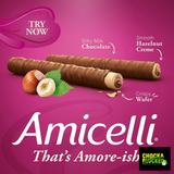 Amicelli Wafer Rolls Hazelnut & Vanilla Crème 200g x2 Mixed Pack