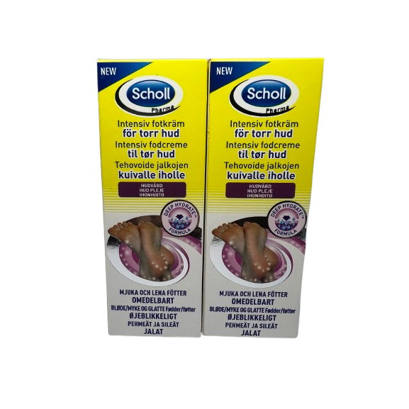 2 x Scholl Intensive Foot Cream Moisturising For Dry Skin 60ml Export Packaging