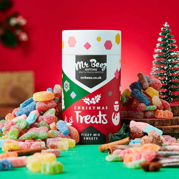 Christmas Treats Fizzy Mix Sweets Premium 500g Tubes Vegan & Vegetarian-Friendly