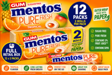12x Mentos Pure Fresh Tropical Sugar Free Gum 2 Pack Rolls Full Retail Box