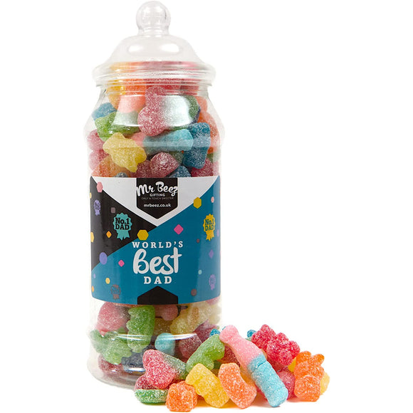 Fizzy Mix Dad World's Best Gift 625gm Novelty Jar Sweet Tub Fathers Day