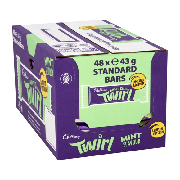 Cadbury Limited Edition Mint Flavour Twirl 43g Box Of 48 Bars