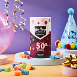 50th Birthday Fizzy Mix Sweets Premium Birthday Gifts 500g Tubes Vegan & Vegetarian-Friendly