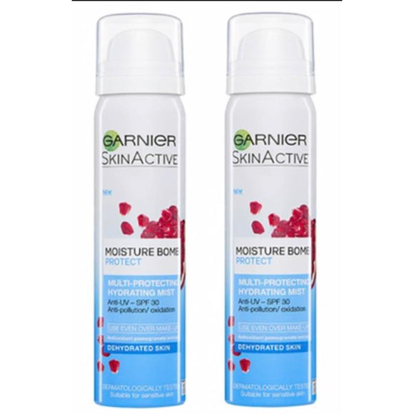 2 x Garnier Moisture Bomb Face Mist Protect and Hydrate 75ml