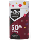 50th Birthday Fizzy Mix Sweets Premium Birthday Gifts 500g Tubes Vegan & Vegetarian-Friendly