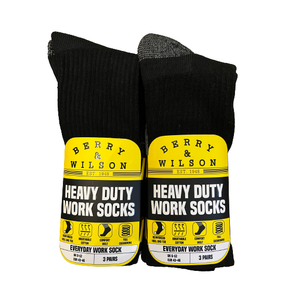 Heavy Duty Work Socks 6 Pairs Berry & Wilson Black UK 6-12