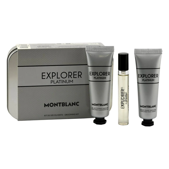 Mont Blanc Explorer Platinum EDP Set with Face Cream & Cleansing Gel Travel Size