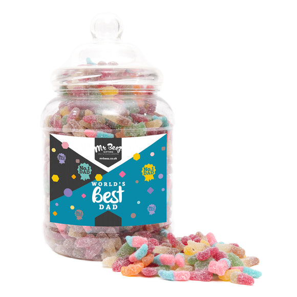 World's Best Dad Gift Fizzy Mix 1700gm Novelty Jar Sweet Tub Fathers Day