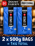 2x Douwe Egberts Espresso Dark Roast Decaf Classic Coffee Beans 500g 1kg SEE DATES
