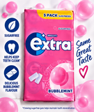 4x Wrigley's Extra Bubblemint Gum 5 Packs x 10 Pieces Sugar Free 200 Pieces