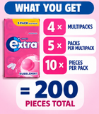 4x Wrigley's Extra Bubblemint Gum 5 Packs x 10 Pieces Sugar Free 200 Pieces