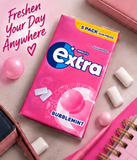 4x Wrigley's Extra Bubblemint Gum 5 Packs x 10 Pieces Sugar Free 200 Pieces
