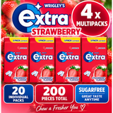 4x Wrigley's Extra Strawberry Sugarfree Gum 5x10 Pieces 200 Pieces Total