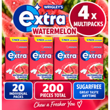 4x Wrigley's Extra Watermelon Sugarfree Gum 5x10 Pieces 200 Pieces Total