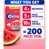 4x Wrigley's Extra Watermelon Sugarfree Gum 5x10 Pieces 200 Pieces Total