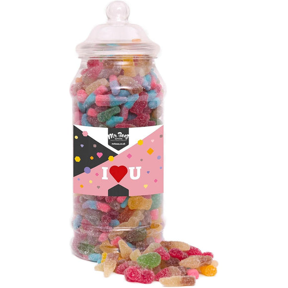  I Love You Sweet Gift Jar Tangy Fizzy Mix Sweets 700g