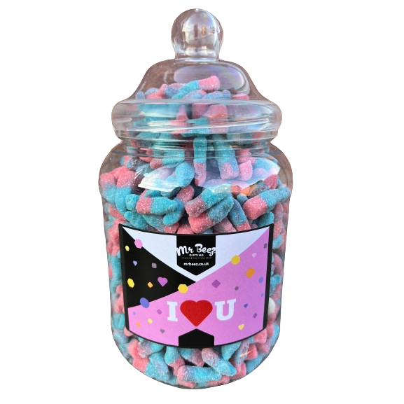 I Love You Gift Fizzy Blue Sweet Bottles 1700gm Novelty Jar Sweet Valentines