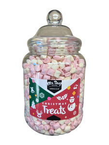 Mini Pink and White Vanilla Vegan Mallows Christmas Treats 850gm Novelty Jars