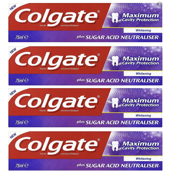 4 x Colgate Maximum Cavity Protection Whitening Toothpaste, 75 ml