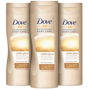 3 x dove visible glow self-tan lotion fair-medium skin 250ml