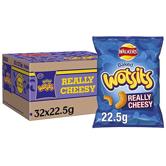 walkers wotsits full box of 32 bags x 22.5g P/M 59p really cheesy corn puffs best before 11/07/2020