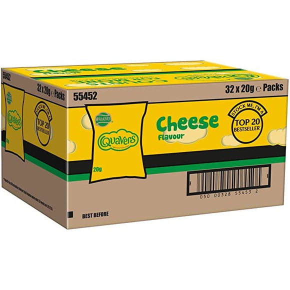 Walkers Quavers Cheese Snacks Box Of 32 x 20.5g P/M 59p Best Before 11.07.2020