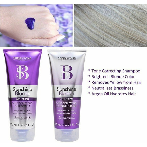 Creighton Sunshine Blonde Silver Purple Toning Anti Yellow Shampoo & Conditioner