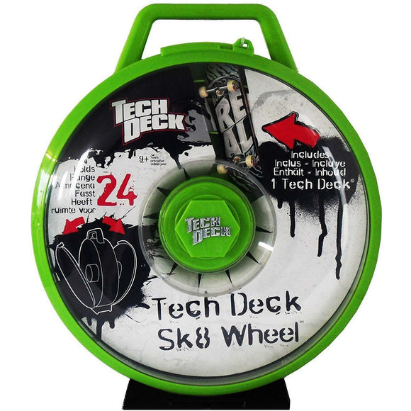 Tech Deck - Sk8 Wheel - Green - Display Case to Transport 24 Finger Boards - includes 1 Single Board