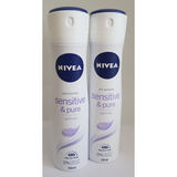 2 x Nivea 150ml Sensitive and Pure 48H Anti-Perspirant