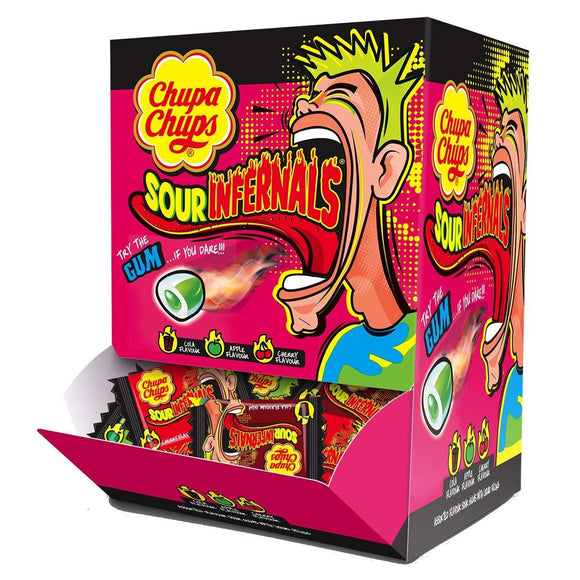 Chupa Chups Sour Infernals Gum  Bubblegum Sweets (Box of 180)