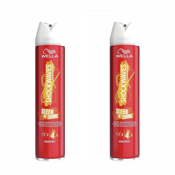 2 x Wella Shockwaves Sleek N Shine Hairspray, 250 ml