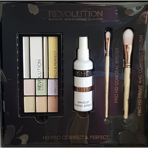 Revolution Correct & Perfect Gift Set Fixing Spray, Colour Corrector, Brushes