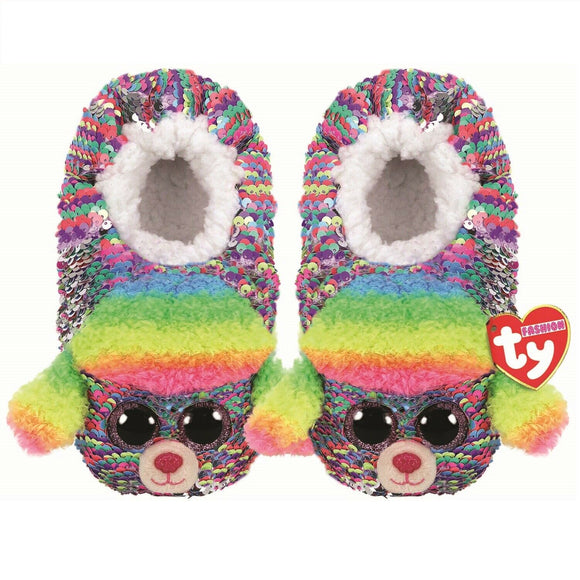 Ty Rainbow Slipper Socks Sequin Large Size 4-5 (Age 8-9)