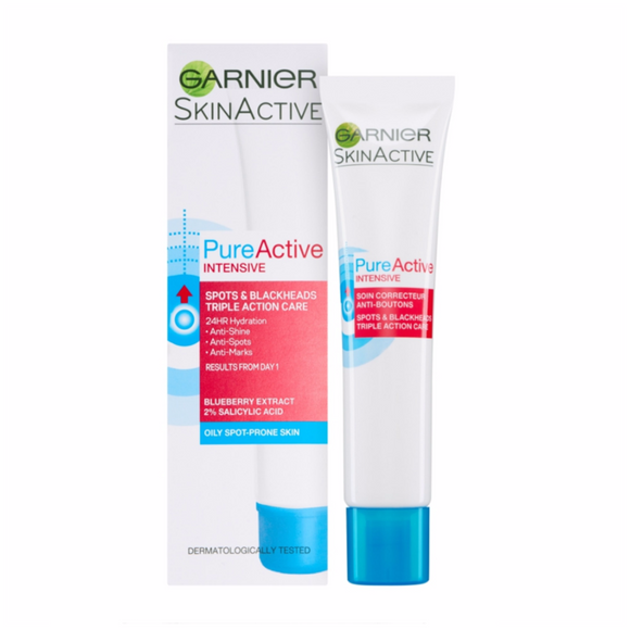 GARNIER SKINACTIVE PURE ACTIVE INTENSIVE TRIPLE ACTION SPOTS & BLACKHEADS 40ML