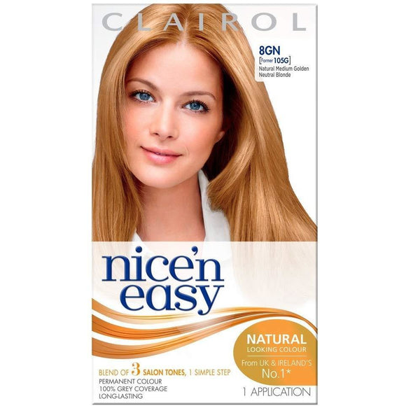 2 x Clairol Nice'n Easy Permanent Hair Dye 8GN Natural Medium Golden