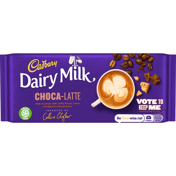 6 x Cadbury Dairy Milk Choca-Latte Coffee Chocolate Bar 122.5g