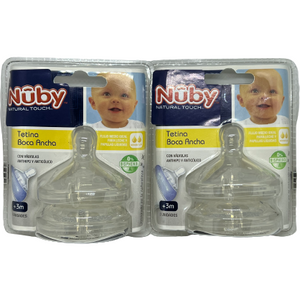 Nuby wide mouth teats natural touch x 4 (2 Packs Of 2)