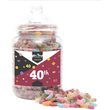 Happy 40th Birthday Sweet Gift Jar Fizzy Sweets Tangy Mix Medium or Large Mr Beez