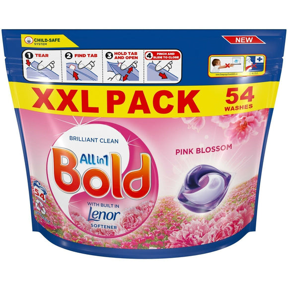 Bold All-in-1 Pods + Lenor Pink Blossom - 54 Pods/Washes