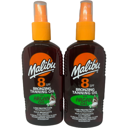 Malibu Tanning Oil Bronzing 8SPF With Argan Oil x 2 200ml