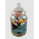 Happy Birthday VEGAN Sweet Gift Jar Fizzy Sweets Medium or Large Mr Beez