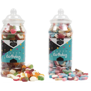 Happy Birthday Sweet Gift Jars Jelly Mix & Fizzy Mix 750gm